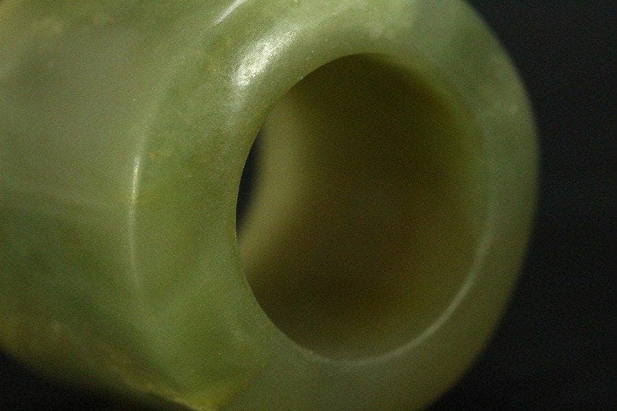 中国美術 青白玉 指貫 環 旧家蔵出