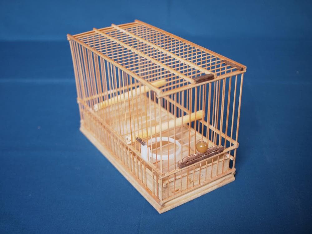 寝箱付き　２連メジロかご　未使用保管品