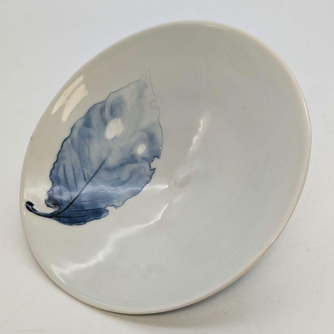 加藤巌 京焼 染付茶碗 共箱 木葉文 清水焼 抹茶碗 抹茶茶碗 茶道具 茶器