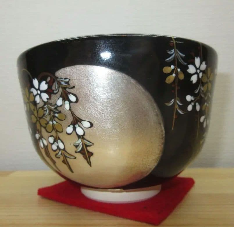 送料込【逢絢亭・新品】茶道具 茶碗 京焼 春の宵の図 錦光山香峰 共箱入り