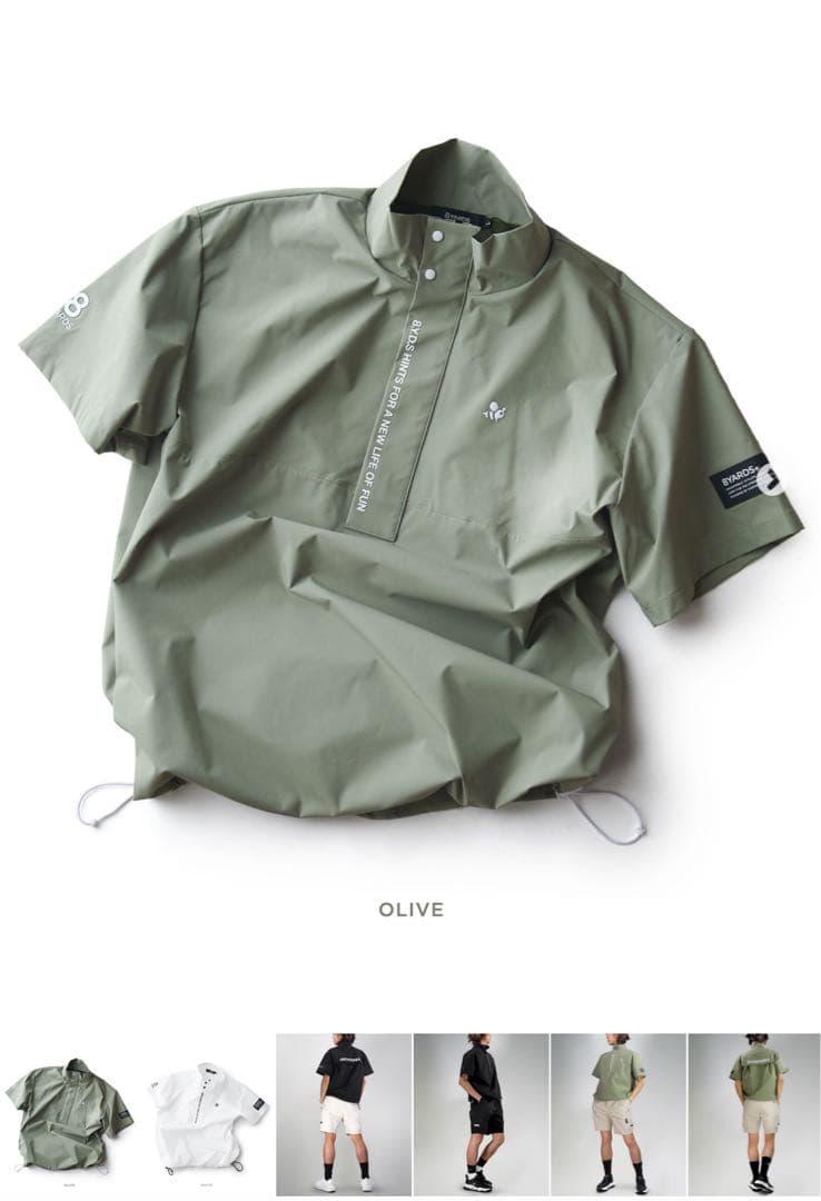 HACHYARDS オリーブ ハーフジップシャツ