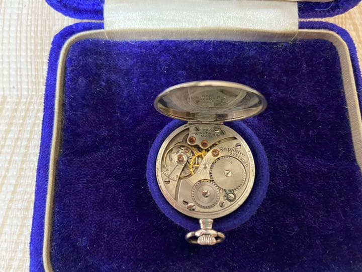 三越呉服店購入 WALTHAM pure pm 純プラチナケース刻印 懐中時計