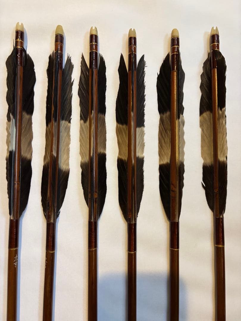 竹矢6本セット 黒グレー羽根