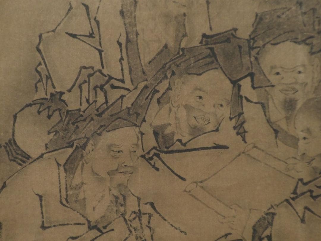 円山応挙七賢図（真作）応挙独特な写実的で宋時代の水墨画のエッセンスを体現した逸品