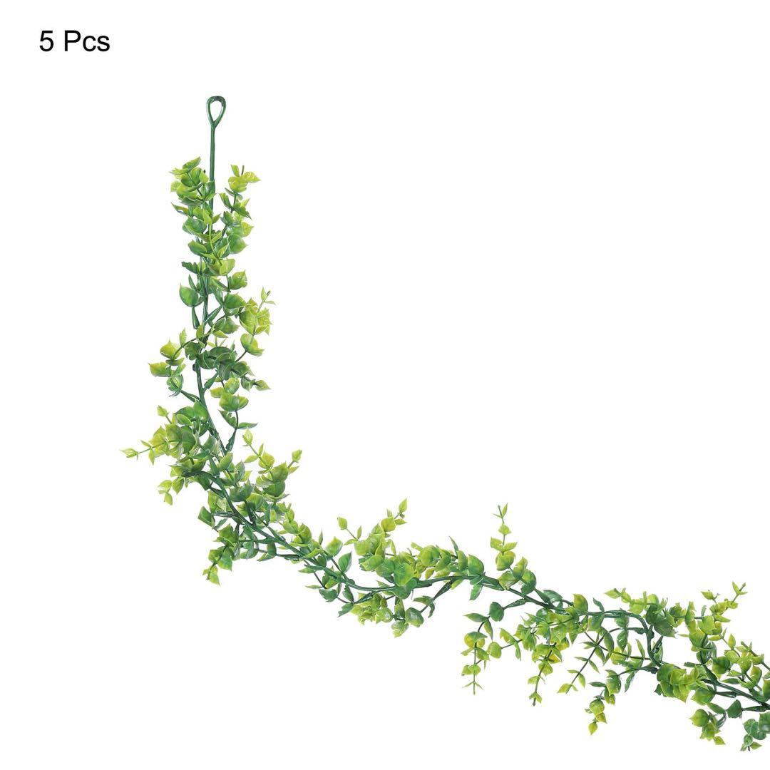 uxcell 5個セットの人工ユーカリの葉のガーランド 6フィートの人工緑