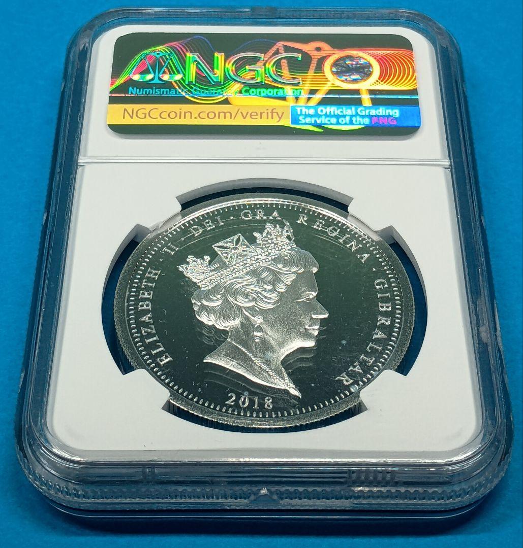 2018 ジブラルタルエリザベス女王戴冠65周年銀貨 NGC PF70UC FR