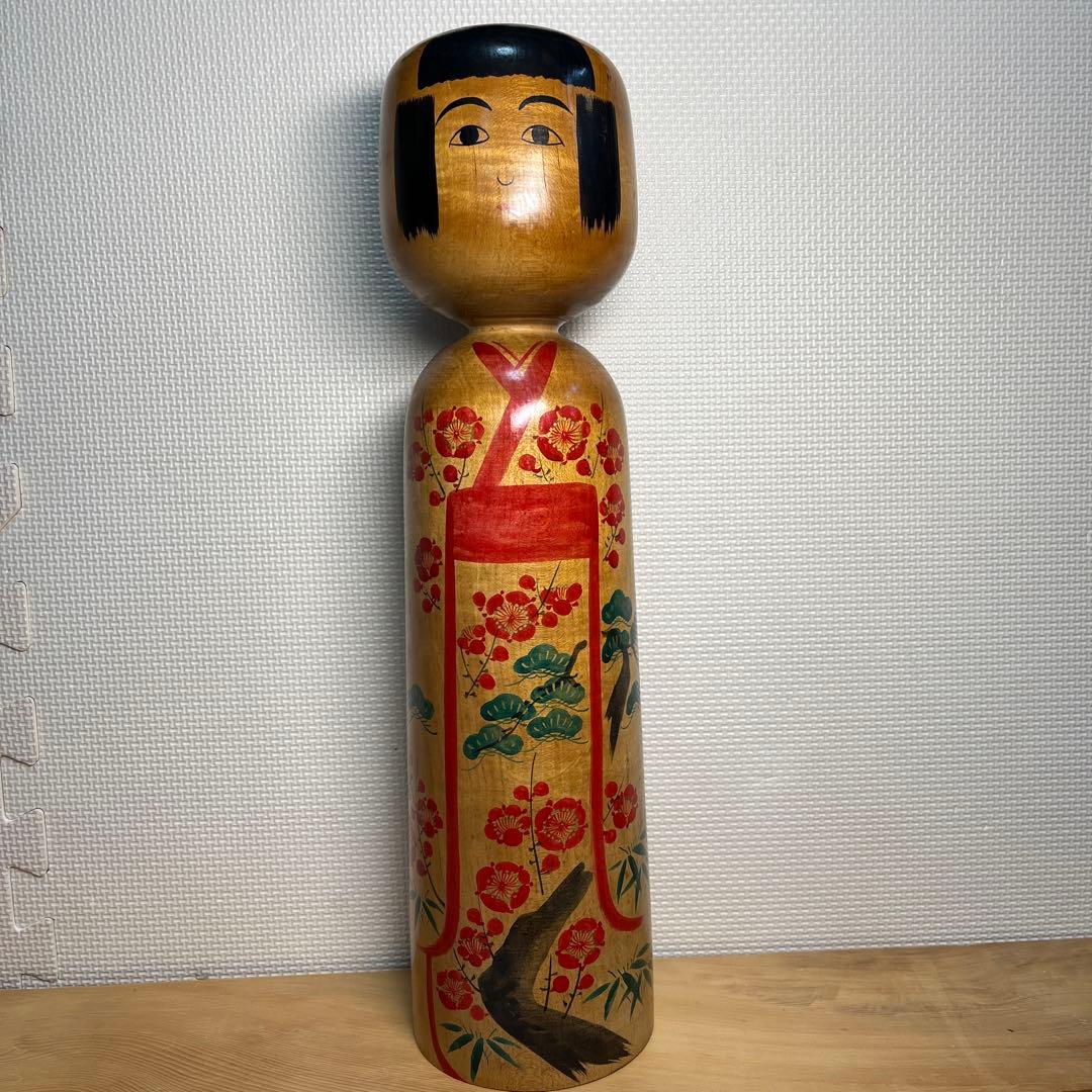⭕️木地山こけし1.5尺　伝統こけし　小椋啓太郎指導松竹梅模様　蒔絵師　小野寺重一