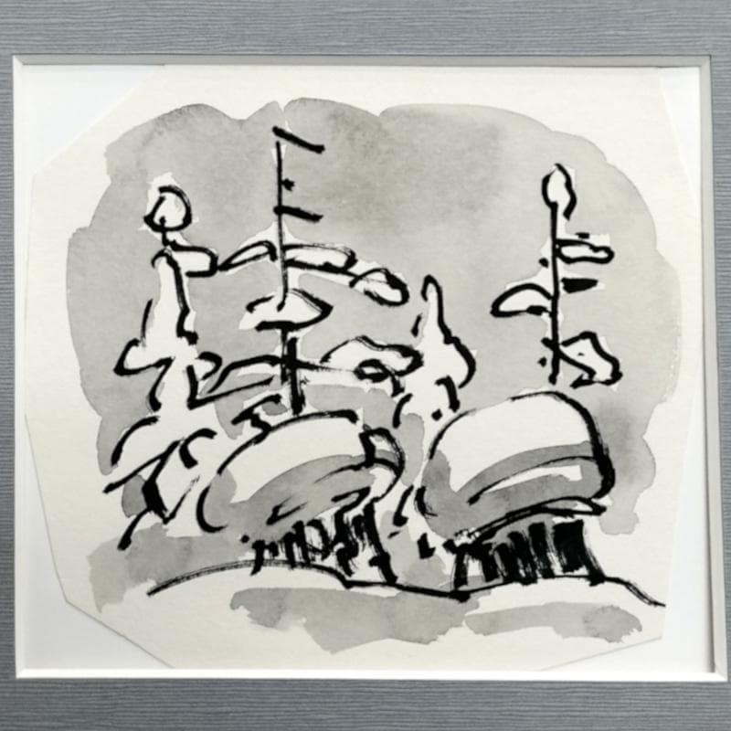 ☆坂本直行☆「 雪景色」ペン画　八ツサイズ　未使用！