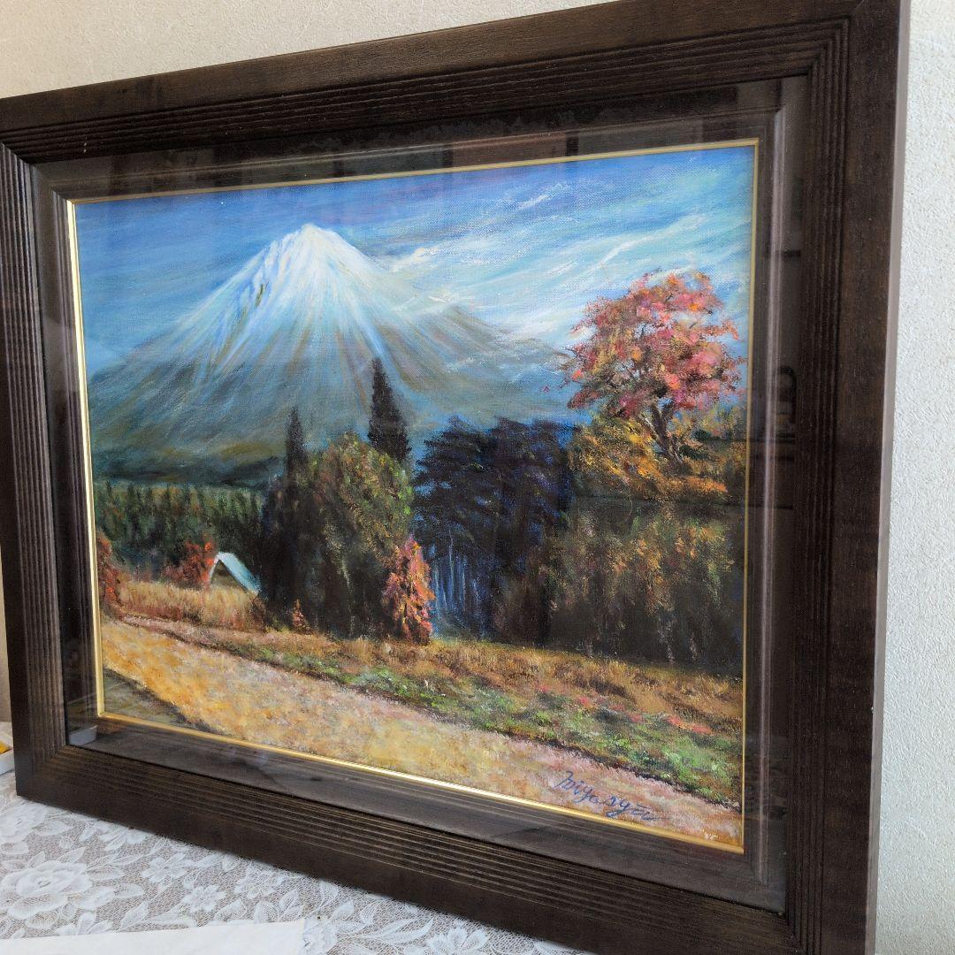 富士山　油絵　絵画