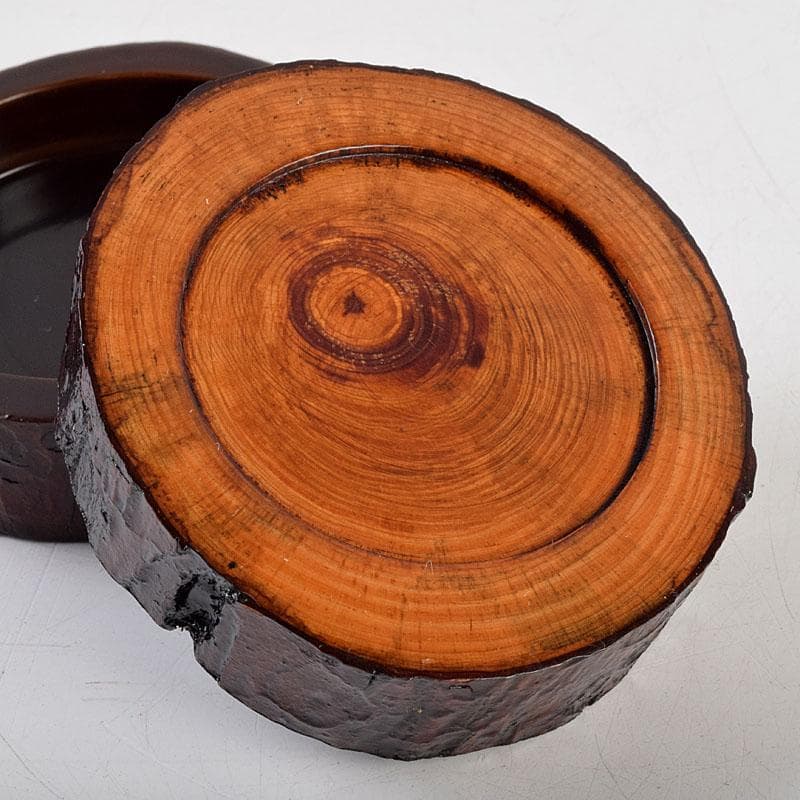 茶道具　加賀蒔絵師　川上峰春作　メダカ図　松皮竹香合　共箱　V　9127