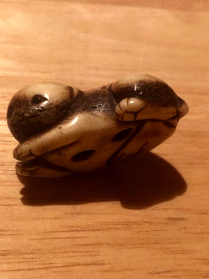 鹿角　根付　仔犬　犬　古民藝