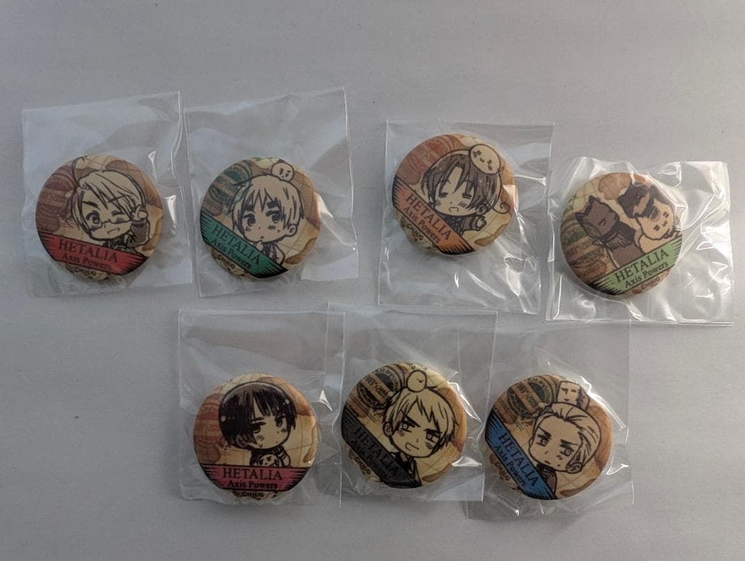 【未開封】ヘタリア Axis Powers 缶バッジ 地図背景7点セット