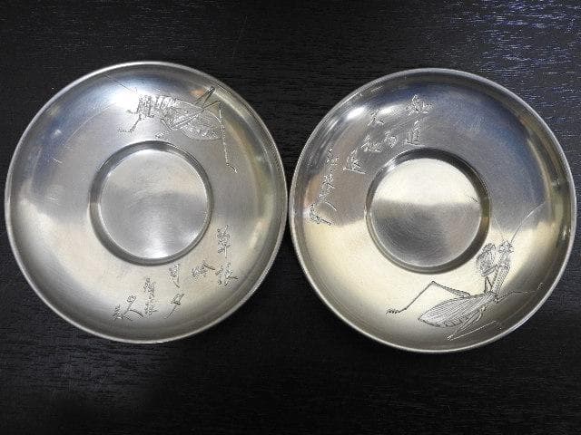 純鍚圓式茶托　秦蔵六造　市川鉄狼刀　共箱　MA39