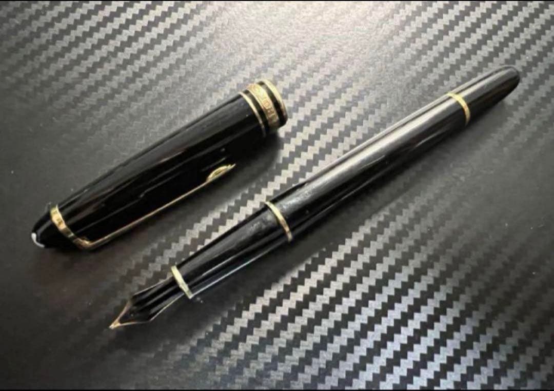 極美品 モンブラン 144 万年筆 M 中字 中白 ブラック×ゴールド