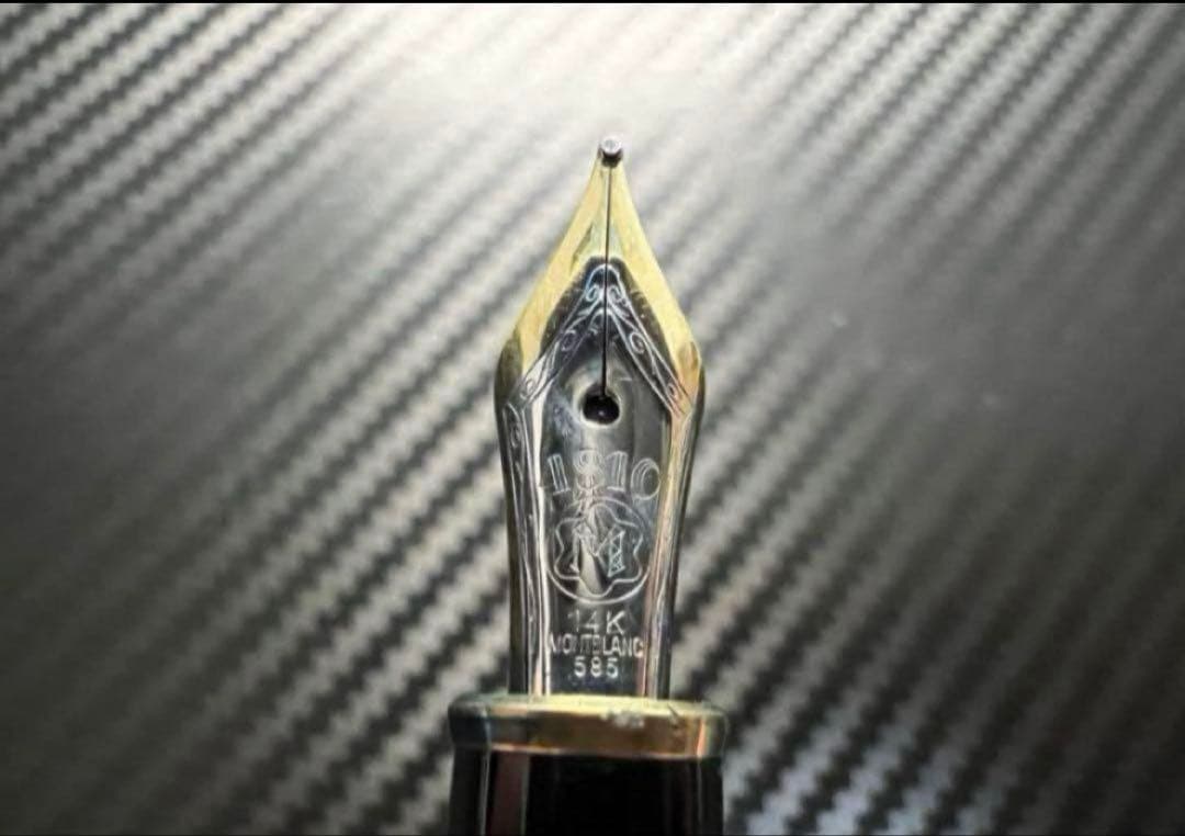 極美品 モンブラン 144 万年筆 M 中字 中白 ブラック×ゴールド