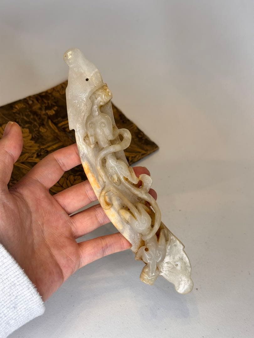 中国 古玉 瑞獣彫 玉佩 共袋 旧蔵品 コレクション