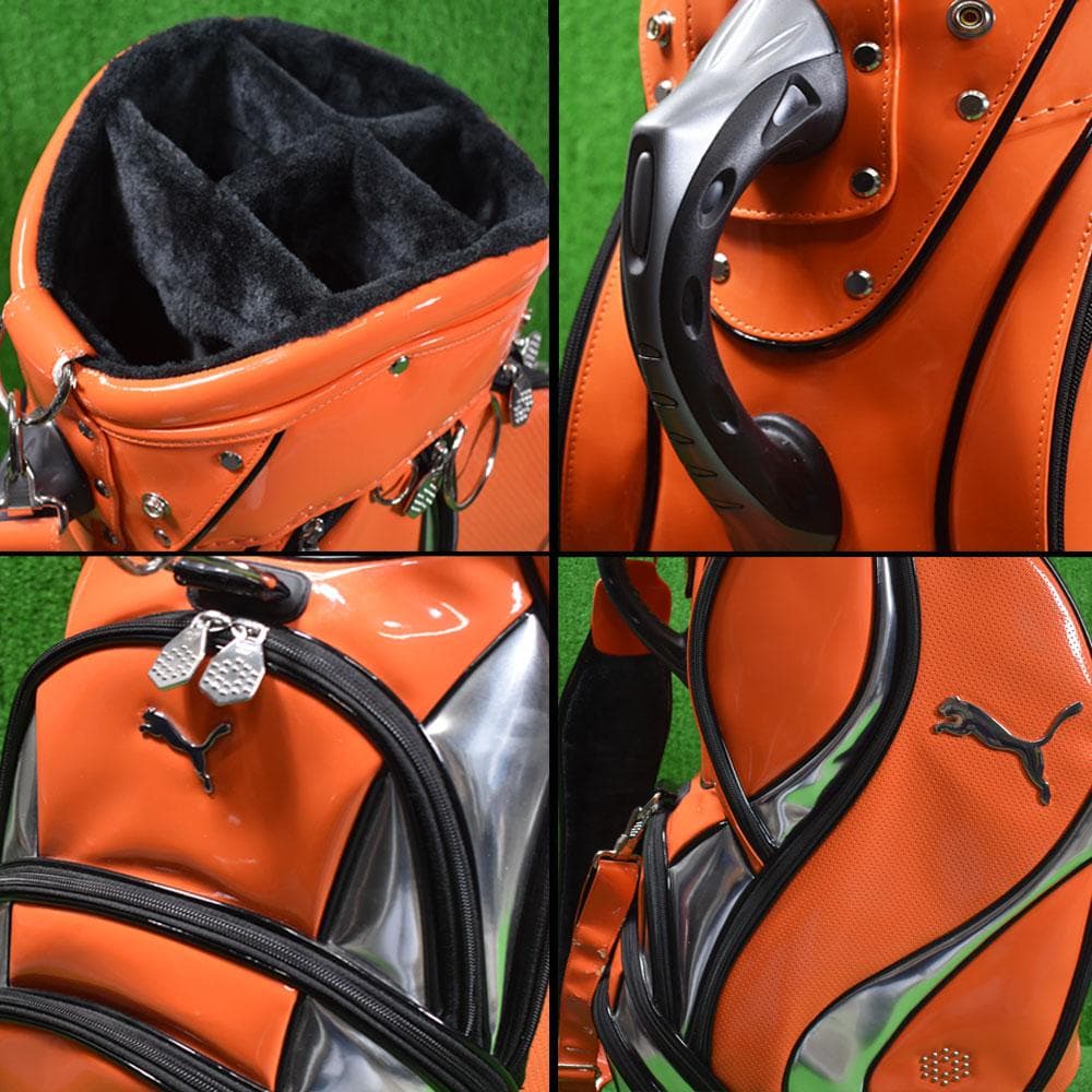 PUMA/プーマ ゴルフ エナメルキャディバッグ９型【オレンジ】中古！