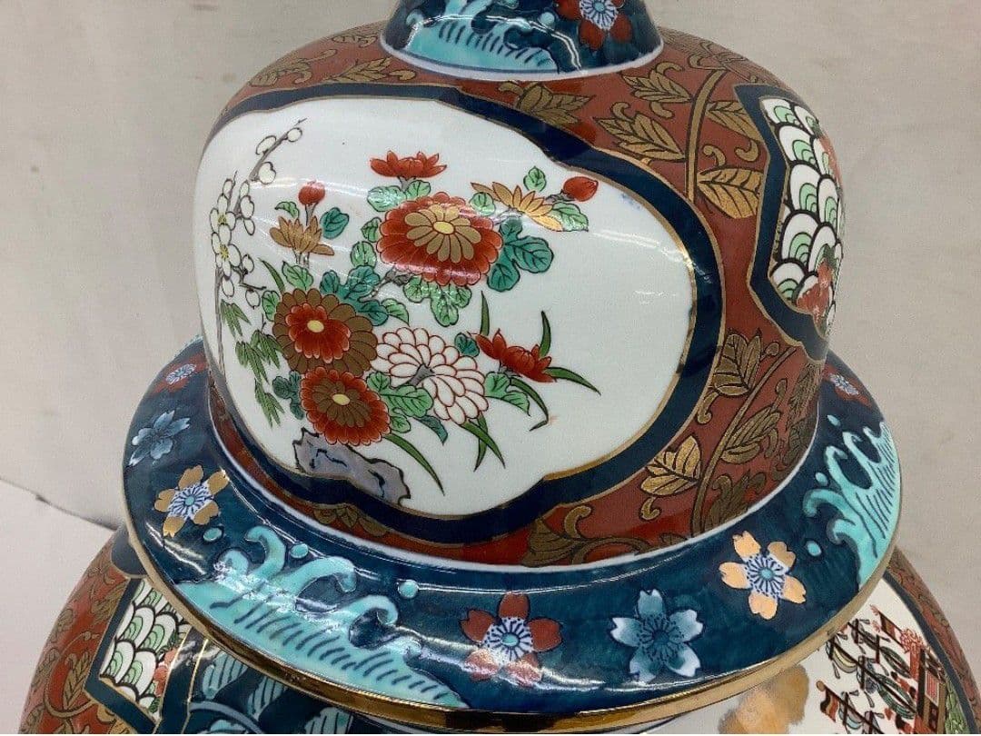 【美品 超大型】有田焼 金龍窯 博山作 飾壺 沈降壺 高さ約118cm 銘入り