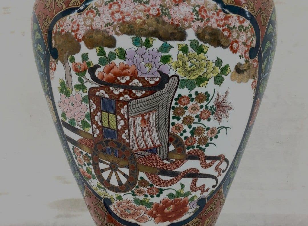 【美品 超大型】有田焼 金龍窯 博山作 飾壺 沈降壺 高さ約118cm 銘入り