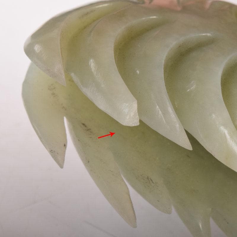 中国　玉石彫刻　鶏　鳥　一対　置物　香炉　唐木台付　C　7651C