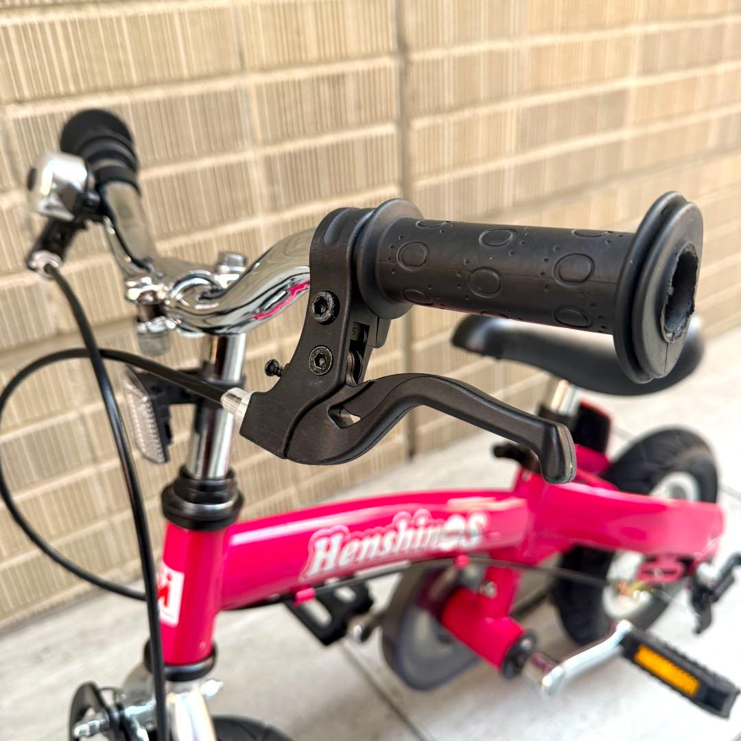 【かわいい】へんしんバイク 12インチ ピンク スタンド付　ベル付き　反射板付き