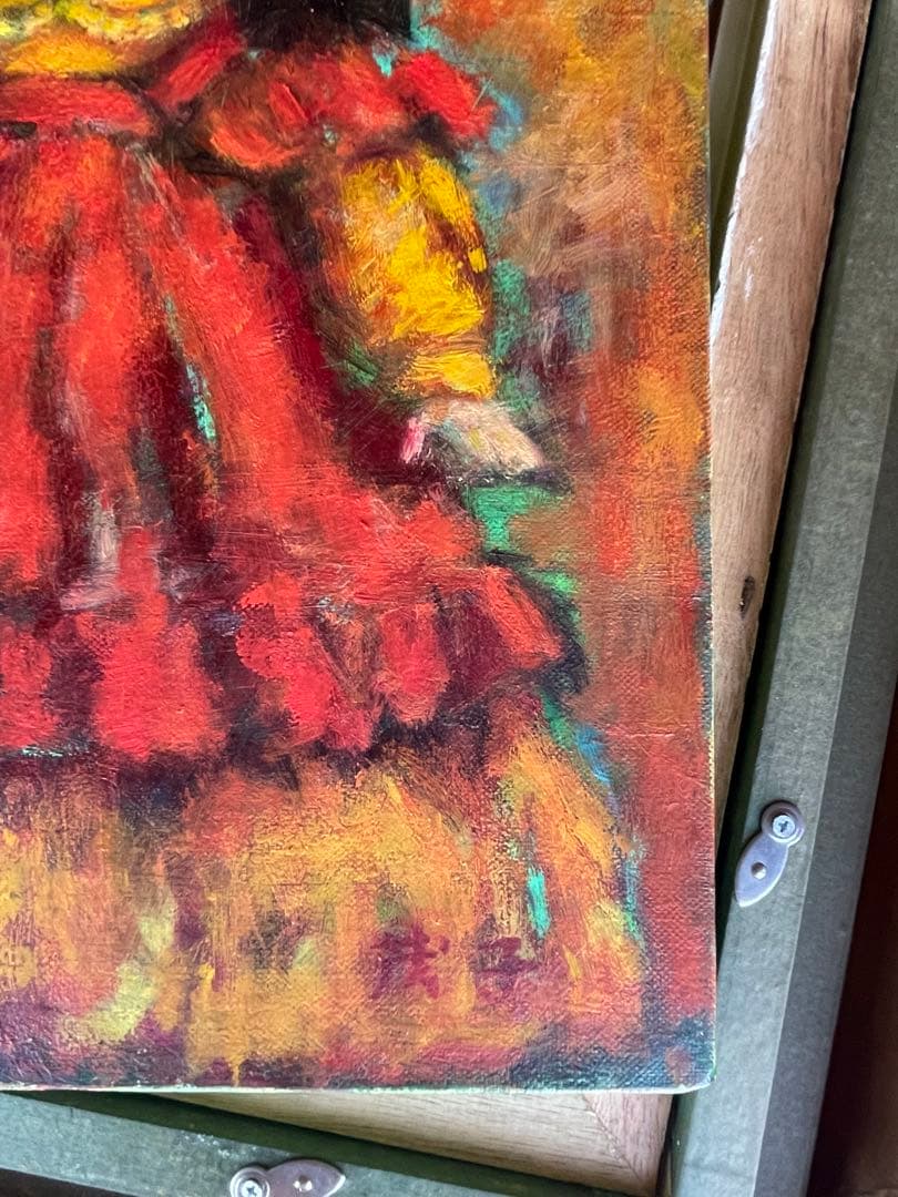 アンティーク品　油絵　お人形　美品