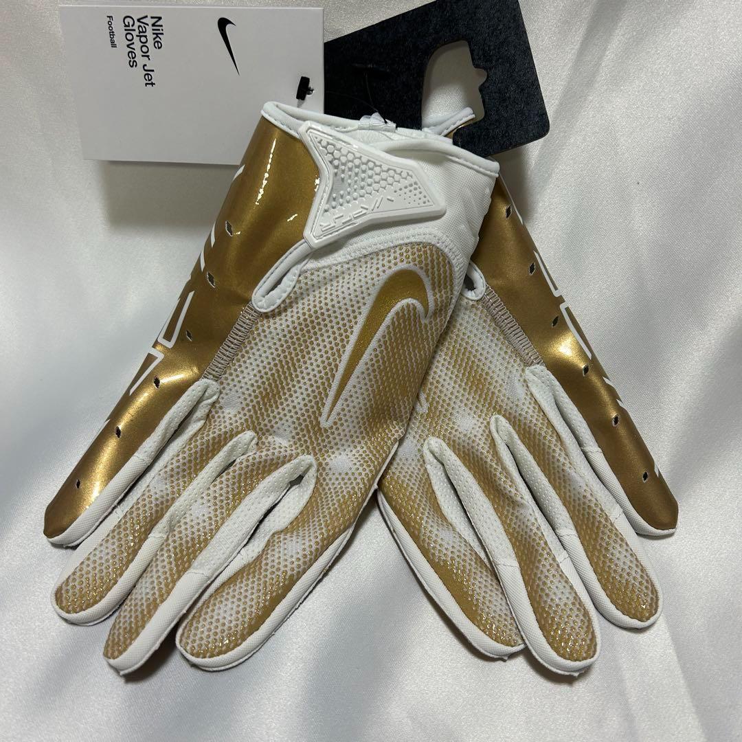【新品】 アメフト NIKE ベイパージェット7.0 グローブ　白・金　L