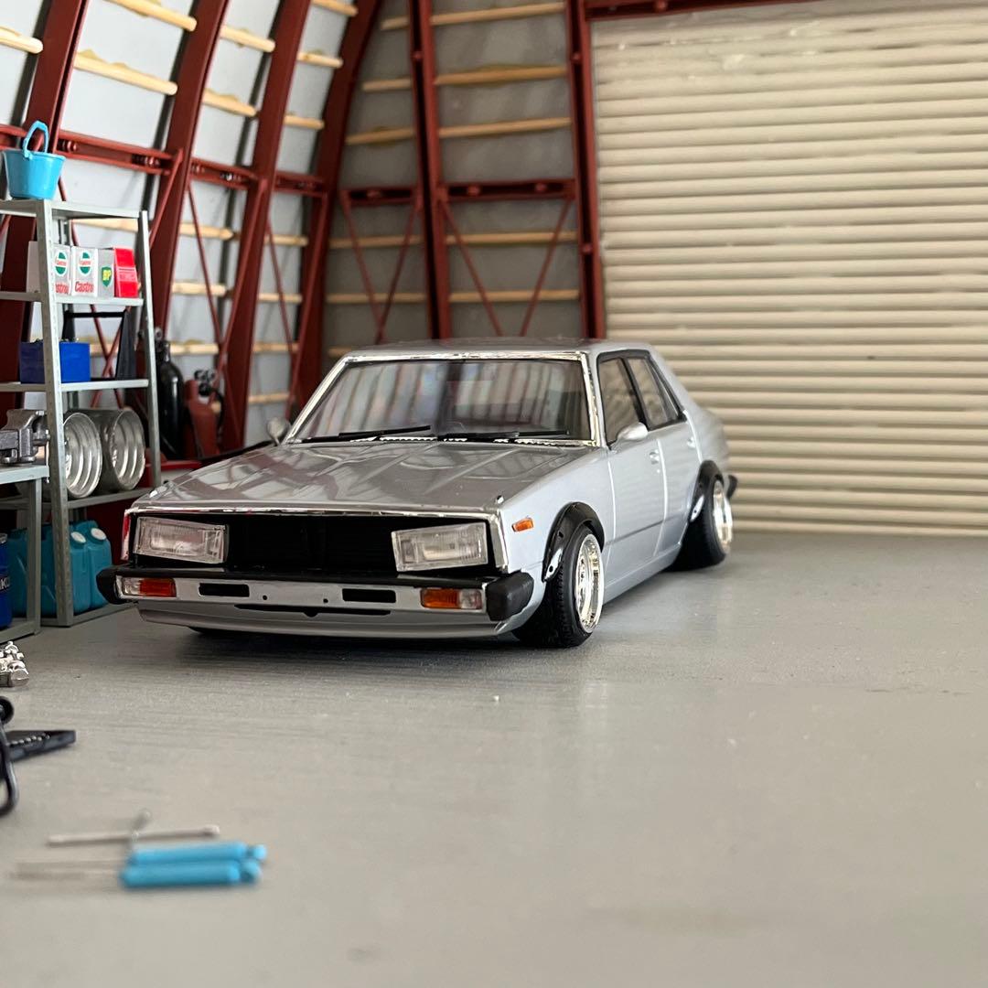 プラモデル車完成品　アオシマ　1/24  ジャパン4Dr  街道レーサー 旧車