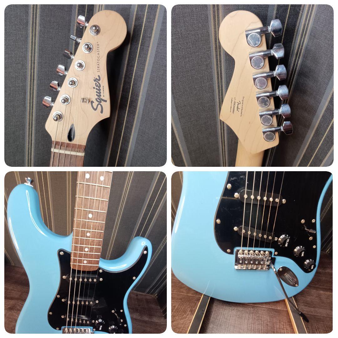 美品 Squier スクワイヤー BLUE ストラト エレキギター ケース