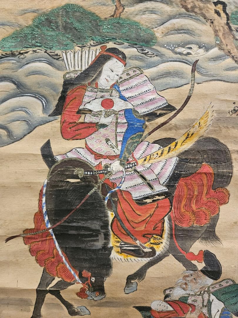 『中輪に足付き違い鷹の羽』大名家より拝領品 家紋入 浦島太郎神功皇后図 絹本