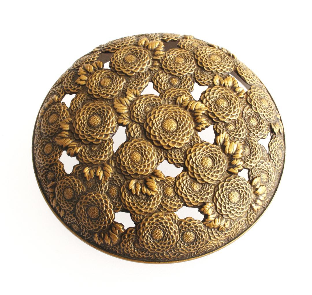 彫金・万菊香炉　伝統工芸 金工/佐野宏采 作