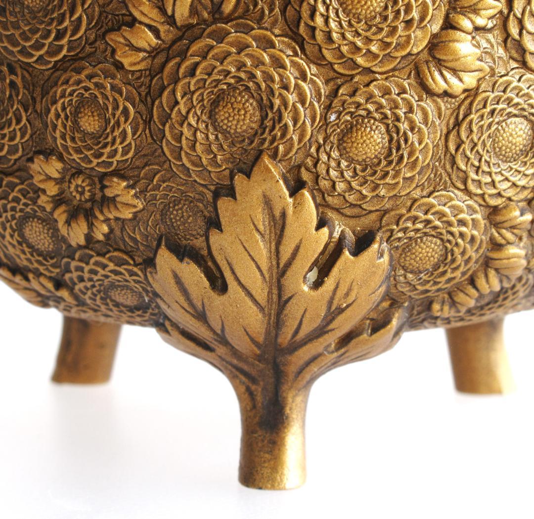 彫金・万菊香炉　伝統工芸 金工/佐野宏采 作