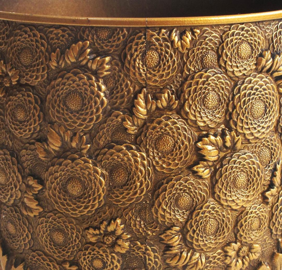 彫金・万菊香炉　伝統工芸 金工/佐野宏采 作