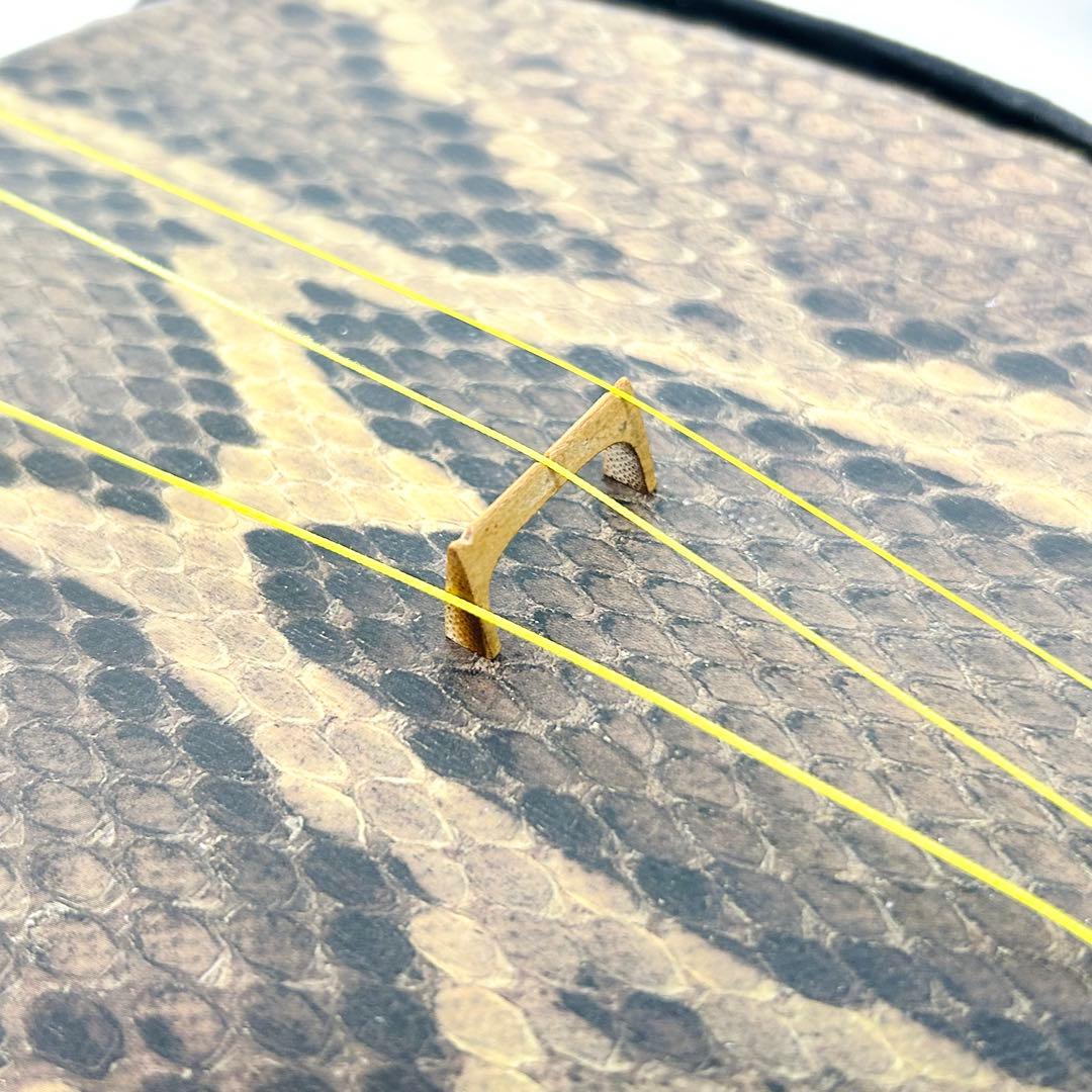 ジャンク 沖縄三線 人工皮 合皮 蛇柄 三味線 三線