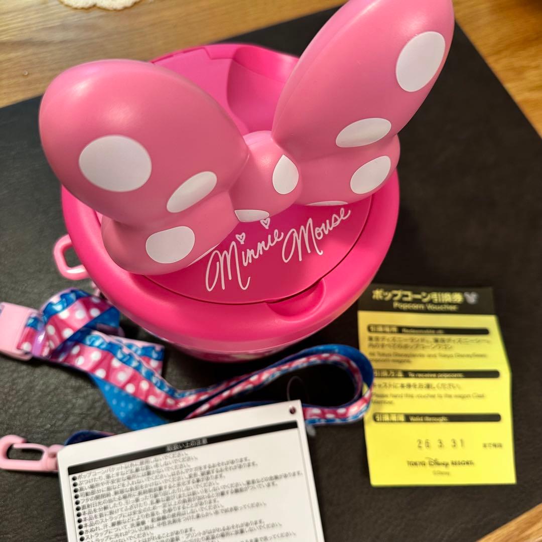 ミニーマウス ポップコーンバケット　ミニファン　引き換え券付き