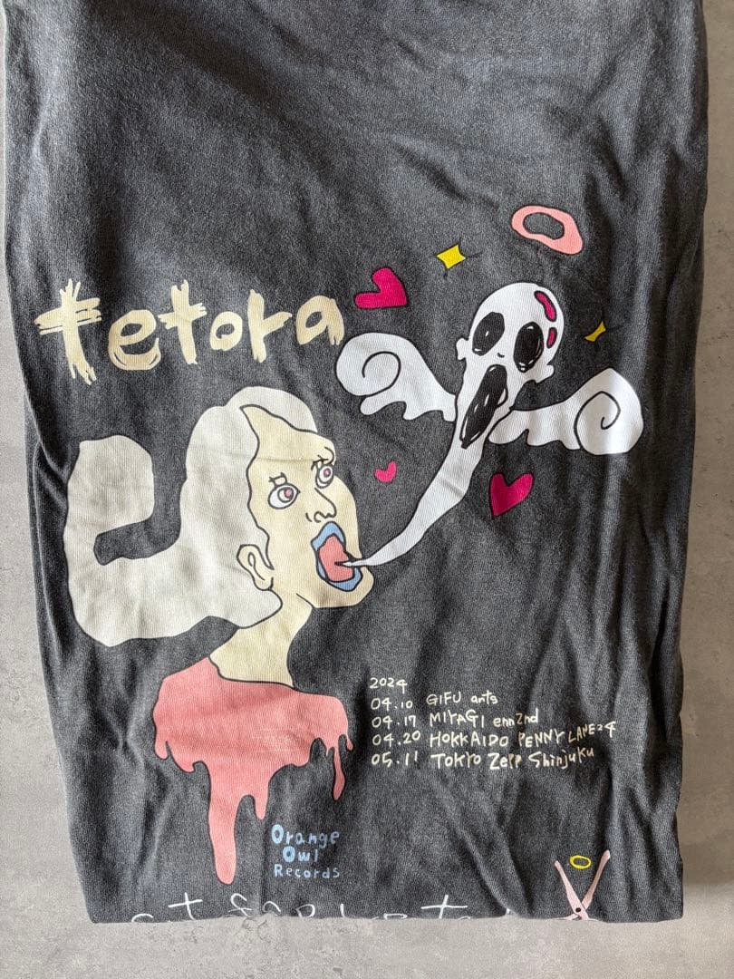 1度着用:【TETORA】 【テトラ】Tシャツ ブラック グレー Lサイズ
