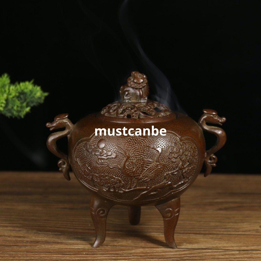 香炉 松鶴延年香炉 金属工芸品 厚重 美品 置物