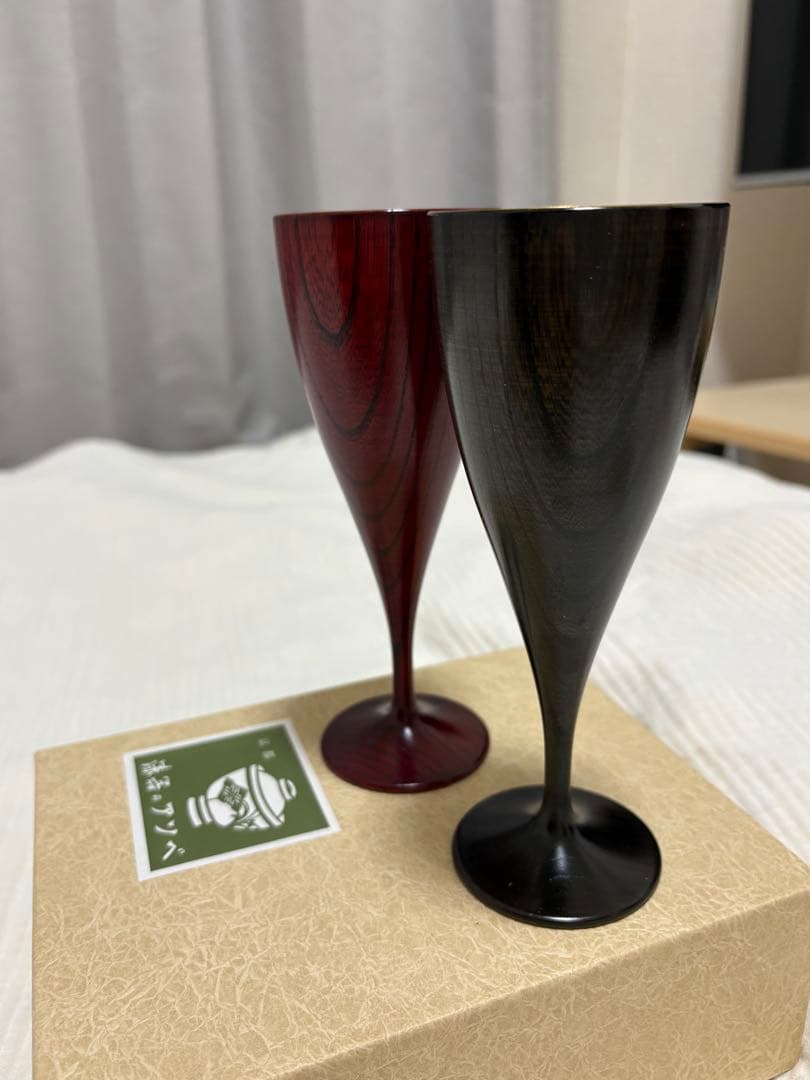 漆器のアソベ ワインペアカップ ひびき 内金箔 木製 漆塗り
