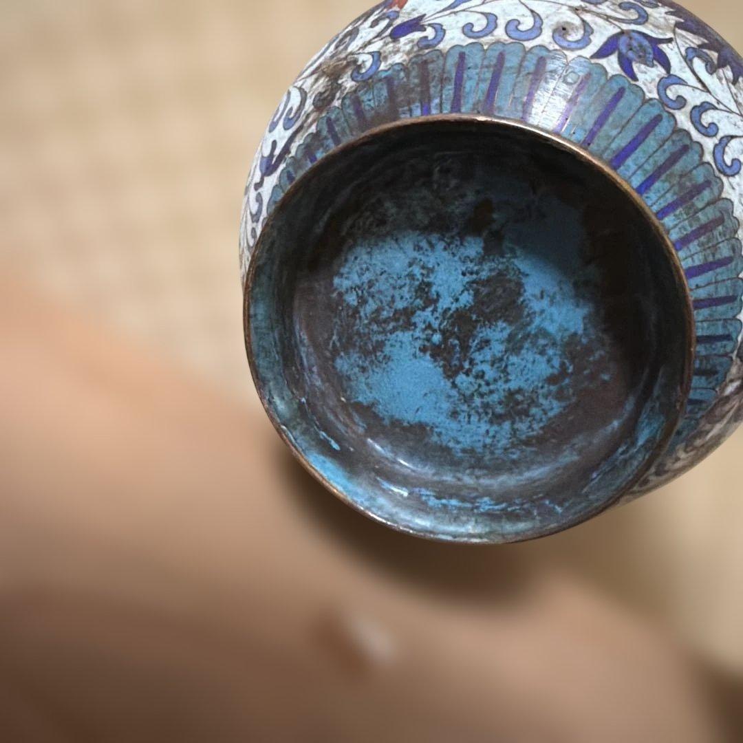 中国古美術　骨董品　七宝焼　蓋付き壺一対　保管箱