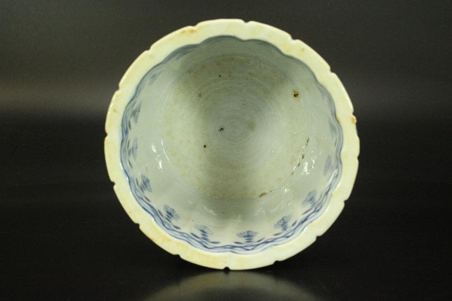 中国美術 青花 条紋 香炉 道光年製 φ11.1cm(A252)