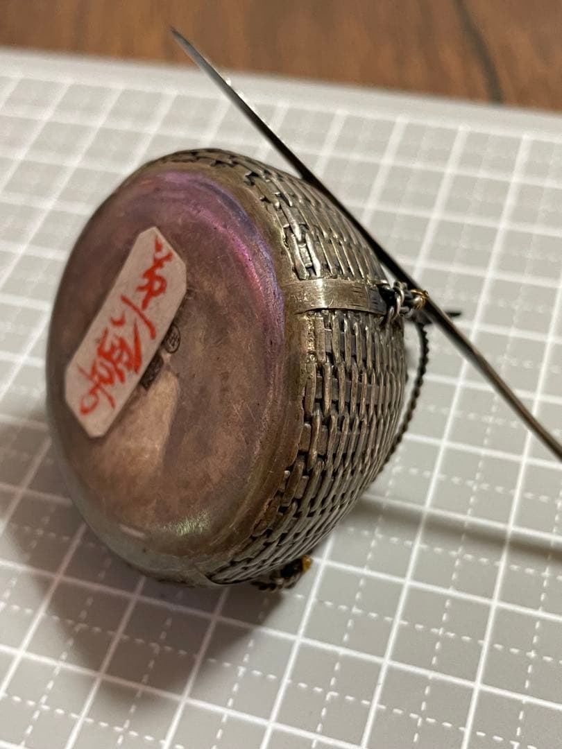 【宝蔵】時代物 金工 銀製 鵜籠形 鵜飼 魚籠 鵜篭形 楊枝入れ 銀細工 水鳥