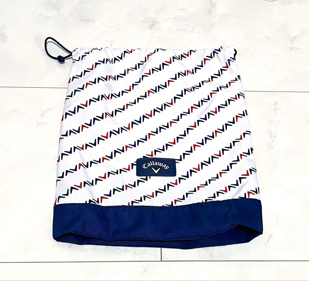 Callaway 幾何学模様 キャディバッグ　ホワイト ゴルフシューズ入れ付き
