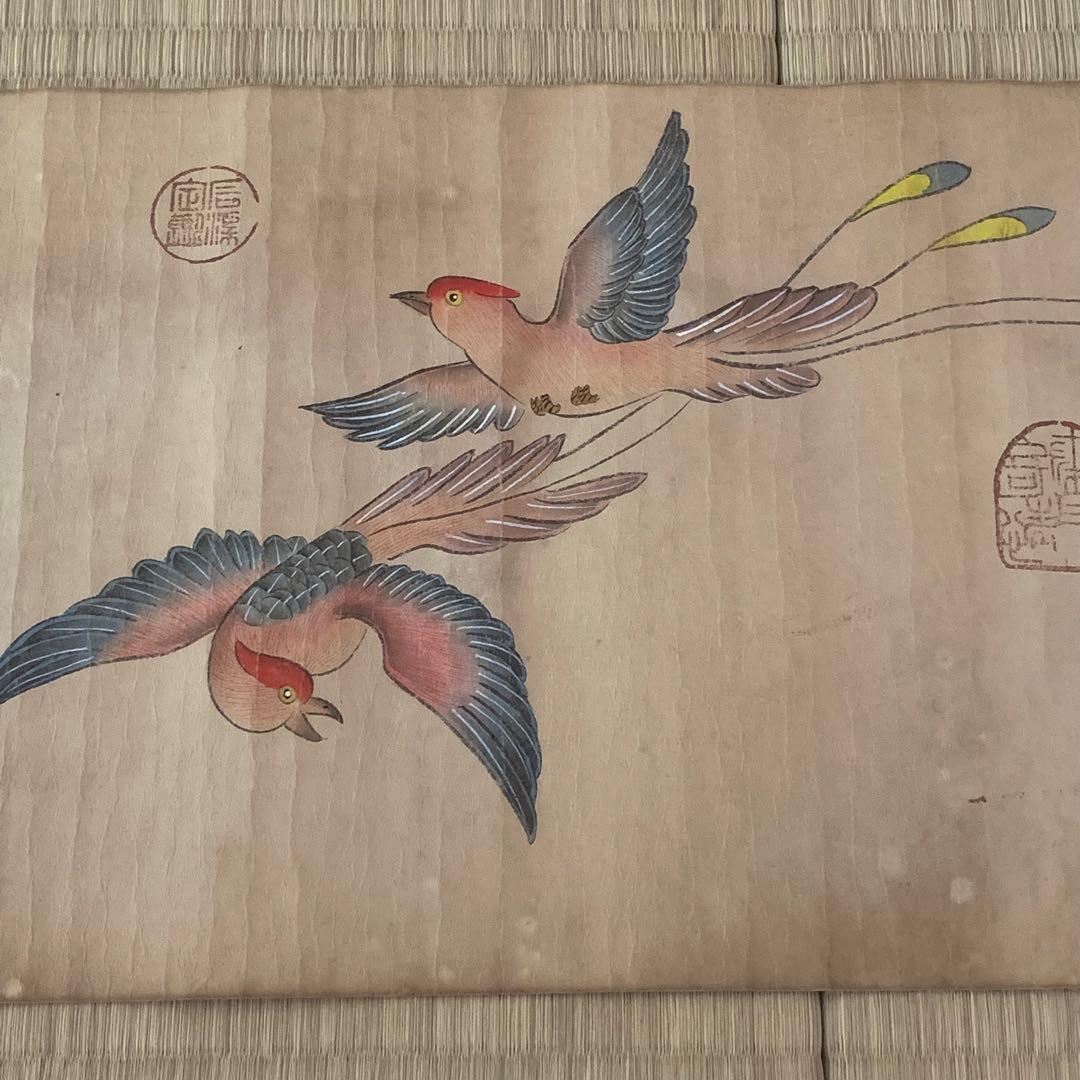 清国ー民国　絵画　肉筆保証　馬家桐　『花鳥図』　中国画 時代物 古美術品絹本肉筆