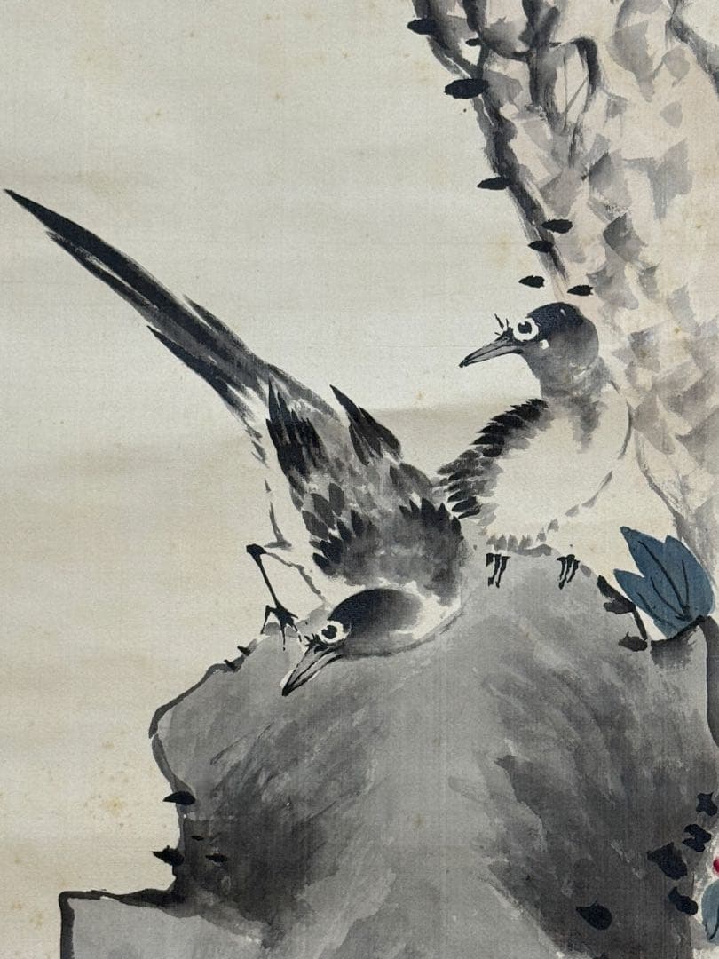 大平小州筆　不老冨貴之圖　絹本肉筆　小州道人自題共箱　南画250804