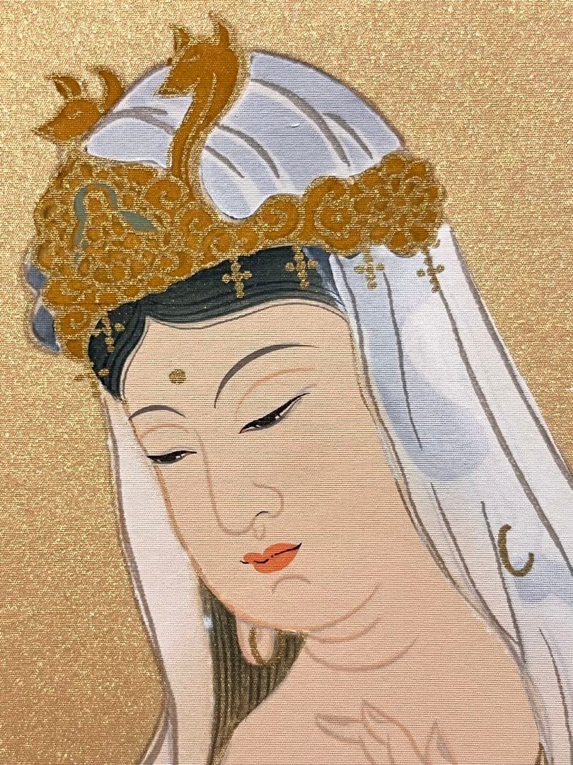 田中浩伸 掛軸 掛け軸「雲上観音」仏画仏教美術 白衣観音 茶掛 日本画 直筆