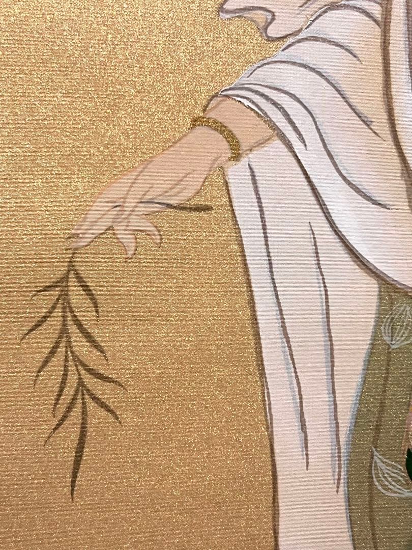 田中浩伸 掛軸 掛け軸「雲上観音」仏画仏教美術 白衣観音 茶掛 日本画 直筆