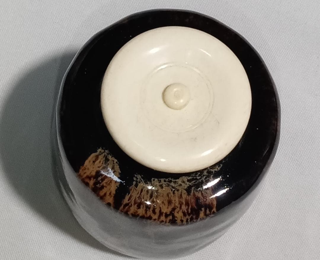 茶道具　京都嵯峨　嵯峨焼　橋本永豊作　肩衝茶入　紅牙瑞錦仕覆付　美品！！