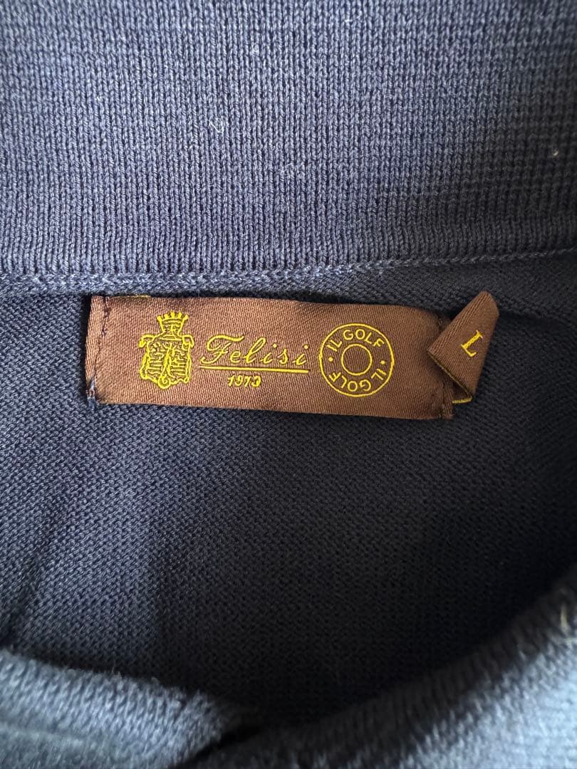 フェリージ　ネイビー ニッポロシャツ エンブレム付き　ゴルフウェア　Lサイズ