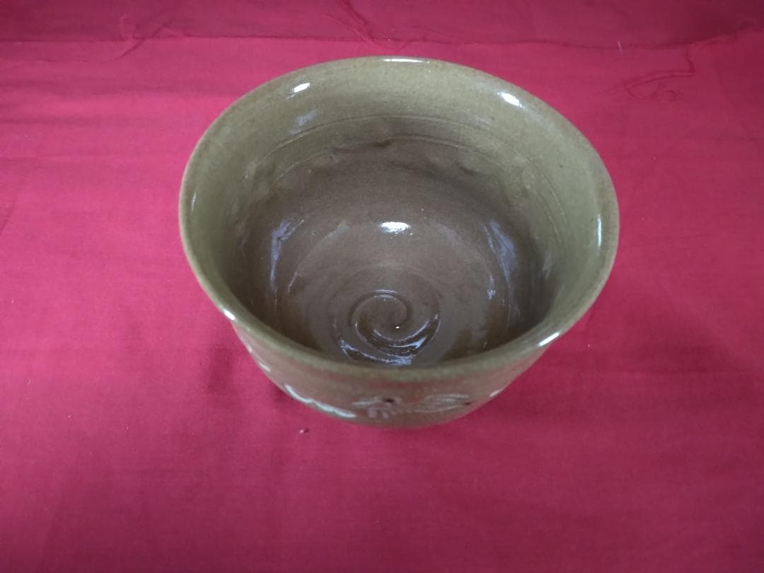 茶道具　　抹茶碗 　不老園 飽津窯 古萩写 　雲鶴 共箱