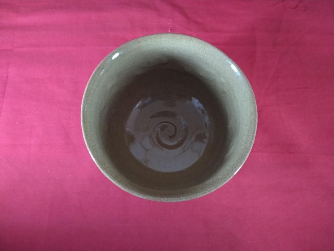 茶道具　　抹茶碗 　不老園 飽津窯 古萩写 　雲鶴 共箱